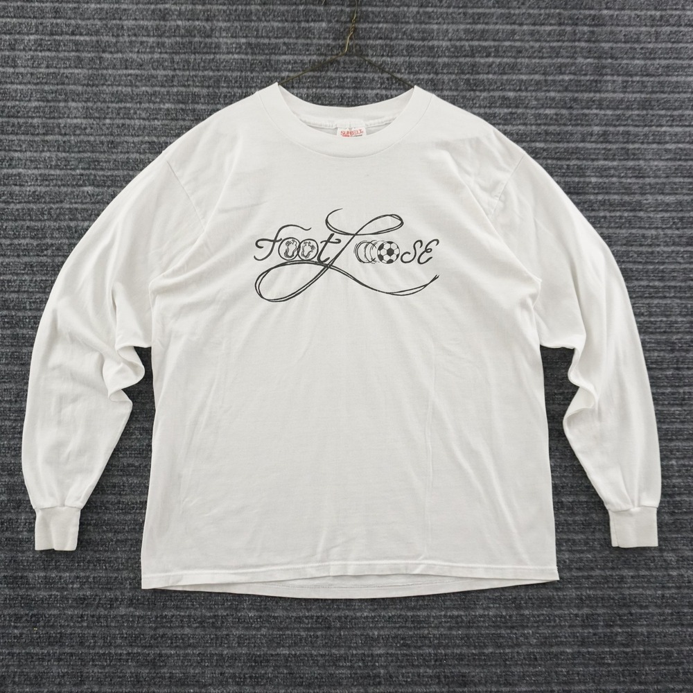 Vintage 90s Sunbelt Sportswear Footloose Long Sleeve T-Shirt XL White Soccer